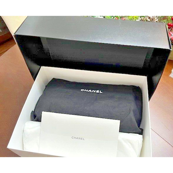 100% AUTHENTIC CHANEL CLASSIC EASY FLAP JUMBO CAVIAR BAG BEIGE QUILTED SILVER - Picture 3 of 16